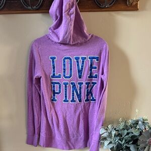PINK Victoria's Secret Purple Sweatshirt with Blue Lettering